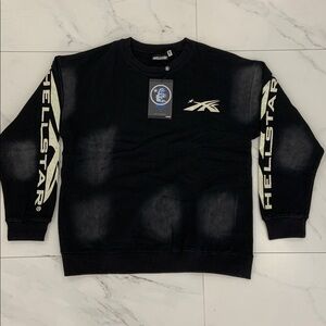 Hellstar Logo Washed Black Sweater for Men size Large